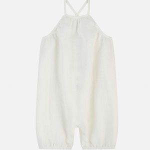 Belle Enfant white linen romper size 3-6 months